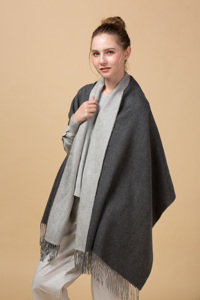 Écharpe en cachemire tissée unie double face en laine, sur mesure, grande taille 70*200cm, pour femme, vente en gros - Product Image 4