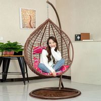 Fauteuil suspendu de luxe et siège balançoire robuste en forme de panier – Structure en acier pour jardin extérieur, patio, chaise balançoire 1-2 personnes pour divertissement