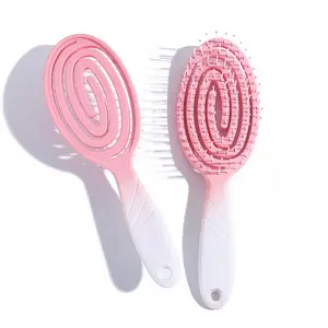 Beliebte Pechen Dame Süßigkeiten Farbe individuelles Logo Kunststoff-Haarbürste Barbier Massage Kamm Entlüftung Unkomplizierte Haarbürste