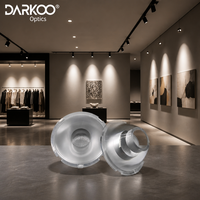 Lentille optique Fresnel Darkoo 5S TIR 15 24 38 60 degrés pour projecteur LED commercial, spot et rail, avec support