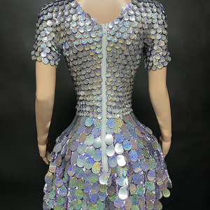 NOVANCE Robes de club sexy <span class=keywords><strong>2023</strong></span>, manches courtes, paillettes nacrées, robe bling mignonne, tenue de performance trapèze pour soirée cocktail club - Product Image 5