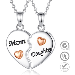 Collar de Corazones a Juego Changda de Cobre para Mamá, Hija, Familia, 2 Corazones, Abuela, Joyería Colgante - Product Image 1