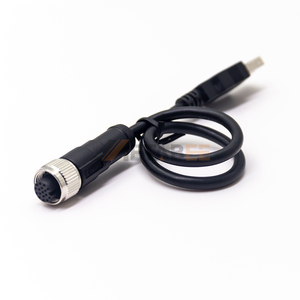 Câble adaptateur non blindé M12 17 broches A-codé femelle vers USB Type-A mâle, cordon AWG26 pour diagnostics <span class=keywords><strong>de</strong></span> données - Product Image 2