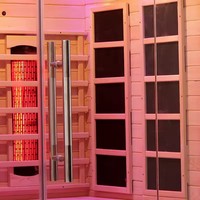 Sauna Tradicional Eléctrica de Infrarrojos para 2 Personas, de Madera Maciza de Hemlock, para Interiores, con Luces de Terapia, para Adultos, con Bañera de Hidromasaje y Masajes