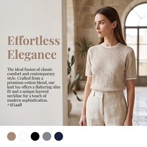 Maglione Vintage da <span class=keywords><strong>Donna</strong></span> a Due Pezzi, Semplice, Bicolore, a Maniche Corte, Casual, in <span class=keywords><strong>Maglia</strong></span>, Spandex/Cotone, Girocollo, Spessore Standard - Product Image 3