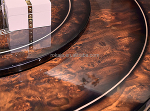 Ensemble <span class=keywords><strong>de</strong></span> <span class=keywords><strong>table</strong></span> à manger ronde en <span class=keywords><strong>bois</strong></span> <span class=keywords><strong>massif</strong></span> antique <span class=keywords><strong>de</strong></span> luxe avec plateau tournant Villa Mansion Pieds en cuir 6 8 places <span class=keywords><strong>Table</strong></span> et chaises <span class=keywords><strong>de</strong></span> salle à manger - Product Image 2