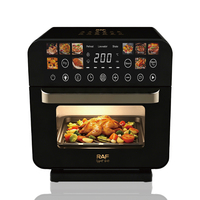RAF R.5151 Horno de Vapor y Freidora de Aire Todo en Uno 12L 1500W + 700W con Circulación de Aire 360°, Fácil de Limpiar, Horno de Vapor y Freidora de Aire Negro para el Hogar