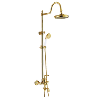 Robinet de douche en laiton doré rose avec pomme de douche complète pour salle de bain