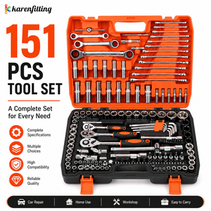 151pcs CR-V Hand Tools for Car Auto Repair 1/4-Inch <b>Socket</b> Set <b>Ratchet</b> Torque Wrench Combo for Home Use OEM Customizable Support - Product Image 1