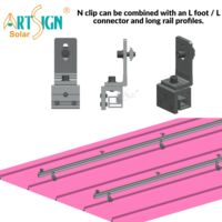 Support de montage solaire à joint debout, clip N en aluminium anodisé argenté, accessoires solaires, pince de fixation pour toit métallique |   Art Sign