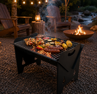 Brasero et barbecue combinés en acier de style industriel - Grande capacité, pour chauffage extérieur et cuisson au bois