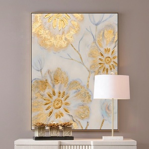 Astratta fioritura lamina d'oro <span class=keywords><strong>fiore</strong></span> pittura a olio su tela grande paesaggio floreale pittura acrilica moderna <span class=keywords><strong>arte</strong></span> della parete - Product Image 3