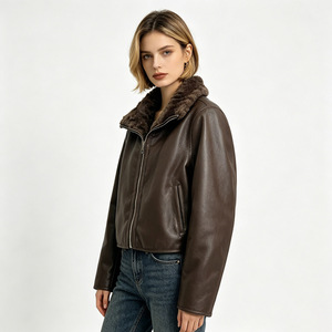Blouson court en fausse fourrure <span class=keywords><strong>pour</strong></span> <span class=keywords><strong>femme</strong></span>, <span class=keywords><strong>taille</strong></span> <span class=keywords><strong>petite</strong></span>, coupe ajustée, en peau de mouton intégrée, manteau de mode <span class=keywords><strong>pour</strong></span> <span class=keywords><strong>femme</strong></span> - Product Image 3