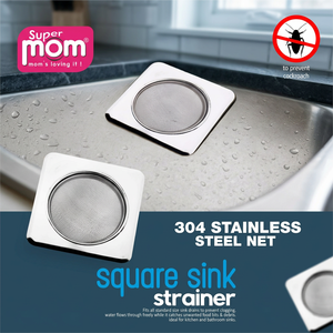 Anax 304 Stainless Steel Square <b>Sink</b> <b>Strainer</b> – Anti-Clogging & Anti-Cockroach Drain Cover - Product Image 3