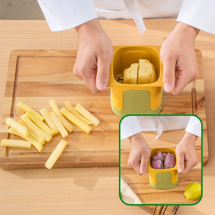 Cortador manual de plástico para cubos de legumes, fritar cebola e batata, fatiador profissional de legumes estilo caseiro