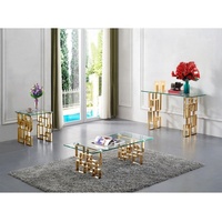 Offres Spéciales plateau en verre Transparent Carré Table basse Pour Salon moderne Table de Cocktail Avec En Acier Inoxydable cadre robuste Et Stylets