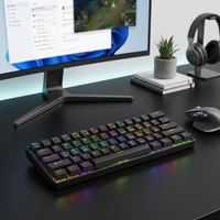   Clavier mécanique tri-mode 61 touches rétroéclairé RGB avec interrupteurs marron, clavier de jeu sans fil