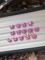 Saphirs roses de laboratoire facettés ovales pour bijoux fins, taille 5-15 mm, effet de jeu de couleurs