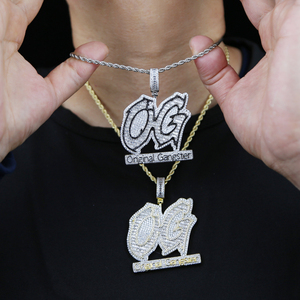 ตัวอักษรเดิมนักเลง OG ตุ้มห้อยสร้อยคอจี้ Micro Pave 5A โคเนีย CZ Bling hip hop เครื่องประดับผู้ชายเด็กผู้ชาย - Product Image 6