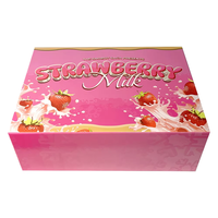 Boîte cadeau personnalisée rose bonbon avec couvercle et base magnétiques, impression couleur intégrale motif baies, pour fournisseur de cadeaux alimentaires de boutique
