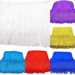 15cm 30cm 50cm polyester wholesale designer curtain shiny tassel fringe for dress custom long sewing fringe trim