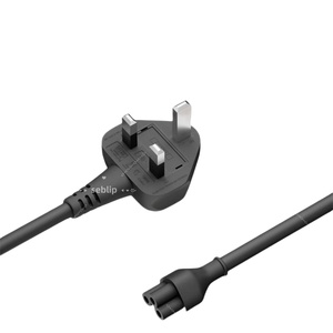 สายไฟปลั๊ก UK พร้อมสายไฟต่อขยาย105ซม. 185ซม. วัสดุพีวีซีตะกั่วทนความร้อนสายไฟต่อขยายสีดำสำหรับบ้านสำนักงาน - Product Image 1