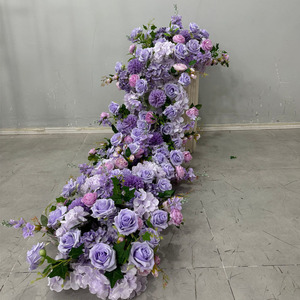 D-FR161 Camino de Mesa de Flores Artificiales al por Mayor, Camino de Mesa de Flores de Lujo, Camino de Mesa de Flores Verdes para Decoración de Bodas, Camino de Mesa de Seda - Product Image 4