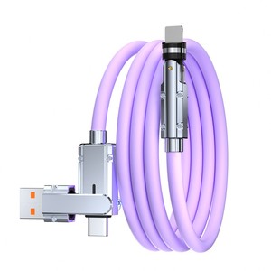 <span class=keywords><strong>2</strong></span> in 1 Silicone 100W cavo caricatore rapido resistente 540 ° rotazione USB C C a C cavo di ricarica & sincronizzazione dati con USB-A e USB C - Product Image 5