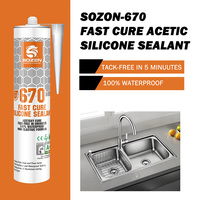 SOZEN-670 Scellant en silicone acétique écologique pour vitrage traditionnel, armoires en verre, vente en gros directe d'usine
