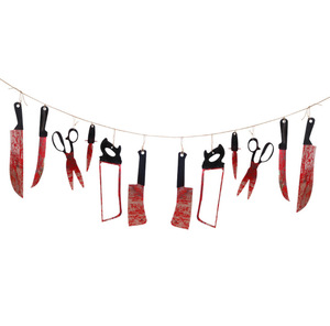 Decoración de Halloween para casa embrujada, pancarta de cuchillo de sangre, guirnalda de cuchillos de sangre, pancarta colgante de broma. - Product Image 5