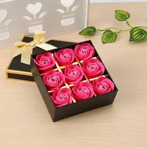 สบู่กล่องดอกไม้วันวาเลนไทน์ดอกกุหลาบหัวของขวัญวันเกิดสำหรับผู้หญิง