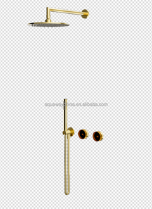 Ensemble de douche mural finition or - Double pommeau (fixe + à main) - Robinetterie de salle de bain de luxe - Product Image 4