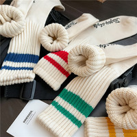 Chaussettes épaisses en coton pour hommes, à rayures, en tissu éponge double barre, tube moyen, avec logo sportif personnalisé
