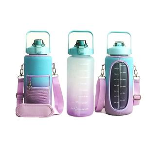 Bottiglia d'acqua da mezzo gallone con manicotto bottiglia d'acqua motivazionale da 64 once con indicatore del tempo di paglia per bere senza bpa - Product Image 5