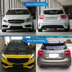 W176 2013-2018 Car Modification Upgrade Wet Carbon Fiber Body Kit Front Rear Lip Side Skirt <b>Hood</b> Suitable for Mercedes-Benz A45 - Product Image 3