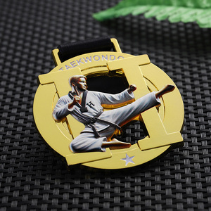 Nuova medaglia d'<span class=keywords><strong>oro</strong></span> in lega di zinco souvenir sportivi medaglia Taekwondo incisa al Laser cavi Taekwondo medaglie con stampa a colori HD - Product Image 3