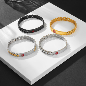 European American 18K Gold Plated Stainless Steel Watchband <b>Bracelet</b> Korean-Style <b>Adjustable</b> Unisex Gift Jewelry - Product Image 1