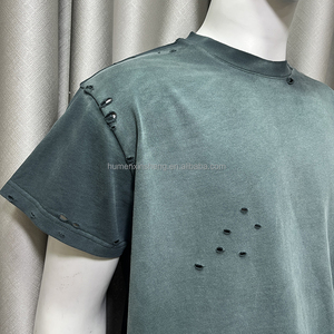 XINSHENG Fabricantes de Ropa Personalizada, Camiseta para Hombre, Estilo Vintage, Lavado Ácido, Desgastada, Holgada, Recortada - Product Image 3