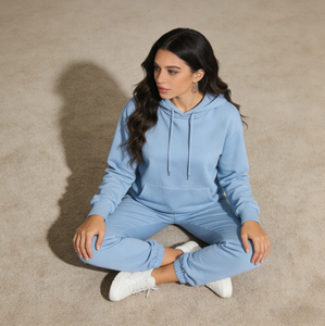 Chándal de gran tamaño, trajes de Color sólido, conjunto de dos piezas, informal, con capucha, manga larga, Tops, pantalones, sudaderas con capucha y pantalones de Invierno para mujer - Product Image 1