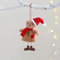 Nouvelle Décoration de Noël Transfrontalière : Pendentif Créatif en Tissu Ours avec Chapeau de Père Noël, Style Européen et Américain, pour Arbre de Noël