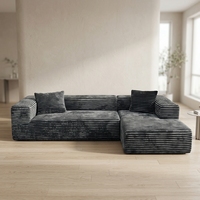 Canapé modulaire en tissu corduroy en forme de L avec mousse à mémoire de forme pour hôtel et atelier