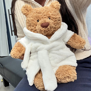 Set <span class=keywords><strong>Accappatoio</strong></span> e Cuffia da Doccia a Tema Orso Barcellona da 28cm e 38cm, Vestiti per Bambole Orsetto Teddy per JellyCatt - Product Image 2