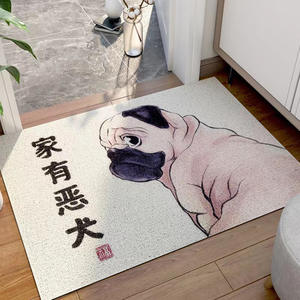 Alfombrilla de entrada de perros viciosos de dibujos animados antideslizante lavable alfombra de bucle de seda de PVC hecha a máquina para uso doméstico - Product Image 1