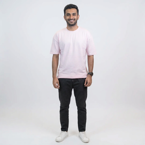 Camiseta Rosa Lisa para Hombre, 100% Algodón, Color Sólido, para Comodidad Diaria - Product Image 1