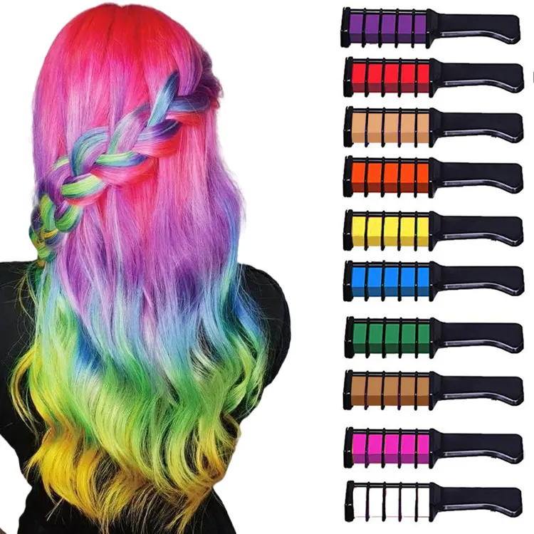 pivate label temporary multi colors hair dye comb hair chalk for party