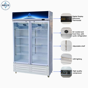 Refrigerador Vertical de Doble Puerta para Bebidas, Económico, Enfriador y Congelador para Exhibición en Supermercados, con Enfriamiento por Aire - Product Image 4