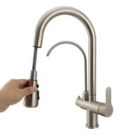 Brosse en satin Flexible 3 voies robinet pulvérisateur robinet à ressort tirer nos mitigeurs évier de cuisine robinet purificateur sortie