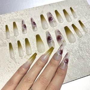Wholesale Custom Press on <strong>Nails</strong> Ballerina Medium Coffin Heart Pearl French Tip <strong>Nails</strong> Manicure Acrylic Stick on <strong>Nails</strong> - Product Image 4