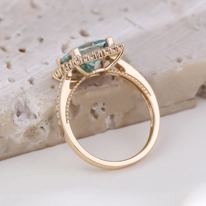Popular 	 Anillo Vintage Personalizado de Oro Amarillo Macizo de 14k con Corte Princesa para Anillo de Compromiso con Moissanita - Product Image 3