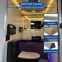 Remorque WC portable commerciale haut de gamme à double essieu avec climatisation et sèche-mains, toilettes mobiles pour entreprises de location haut de gamme